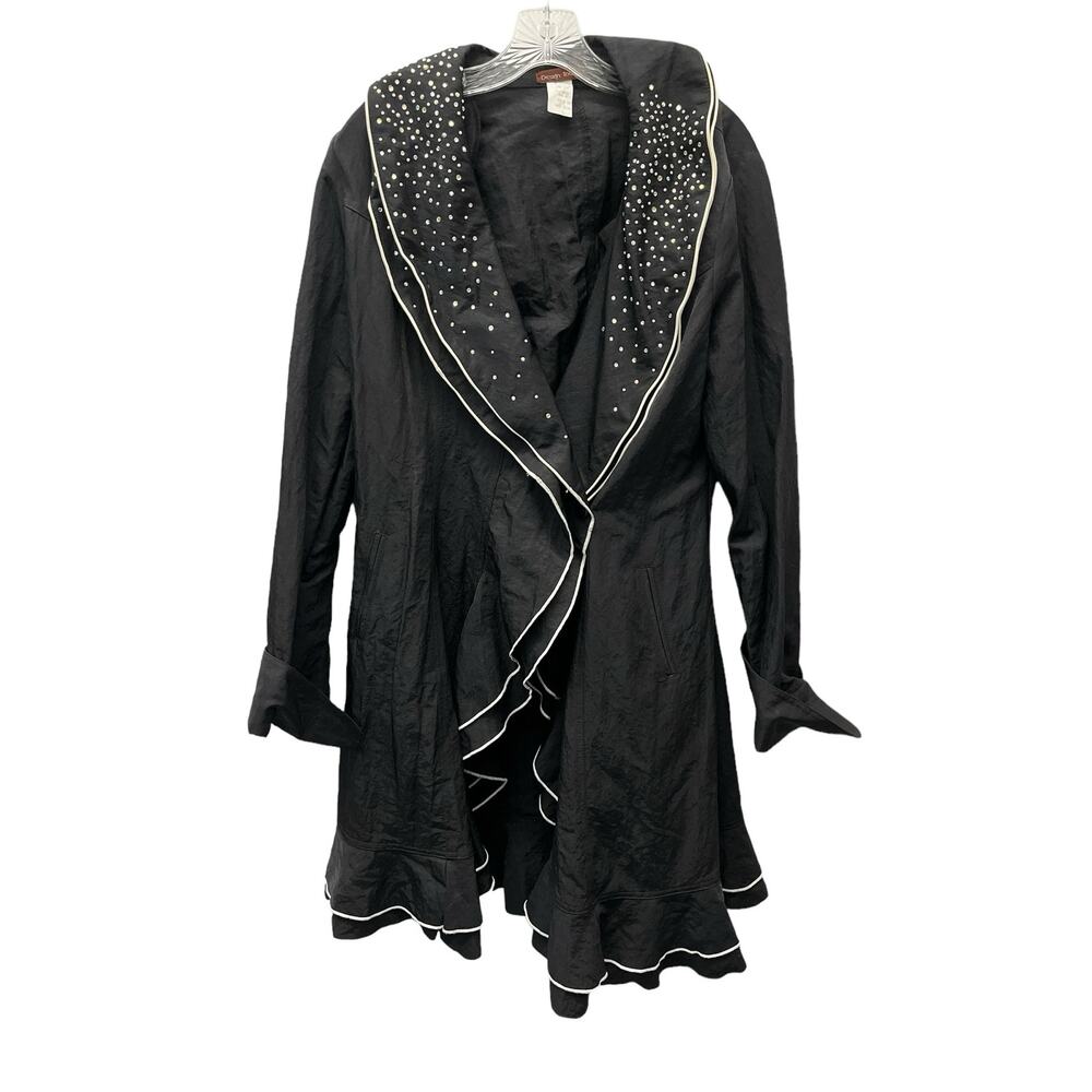 Vintage Design Today's Nylon Black Embellished Ruffle Jacket